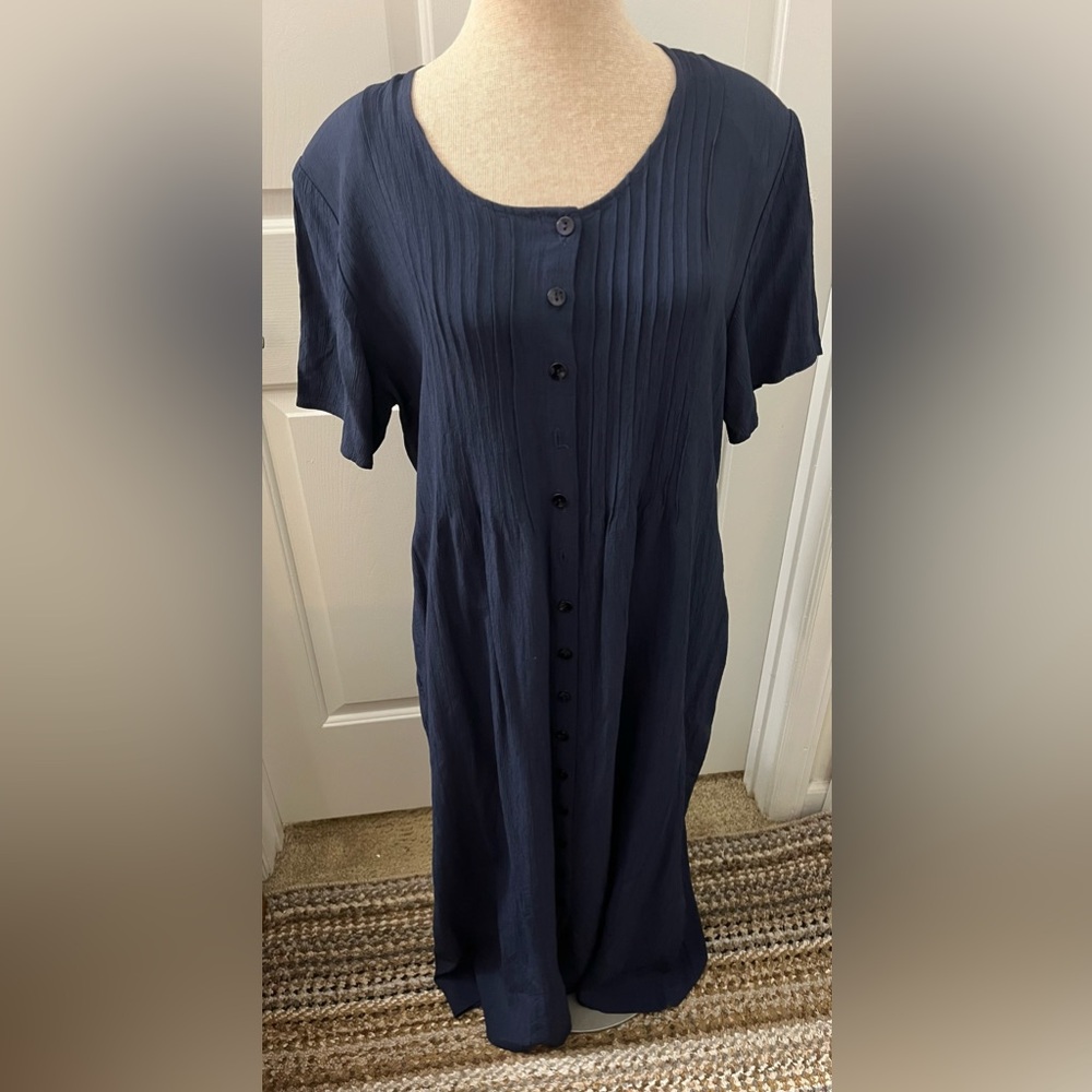 Lane Bryant Navy Midi Dress with Button Detail